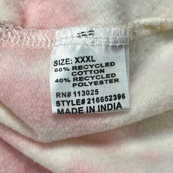 30 A Recycled Plastic Pink White Tye Dye Cropped Sweatshirt 3XL - Picture 11 of 12